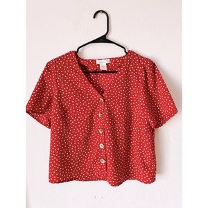URBAN ROMANTICS Red Dotted Top Size Small